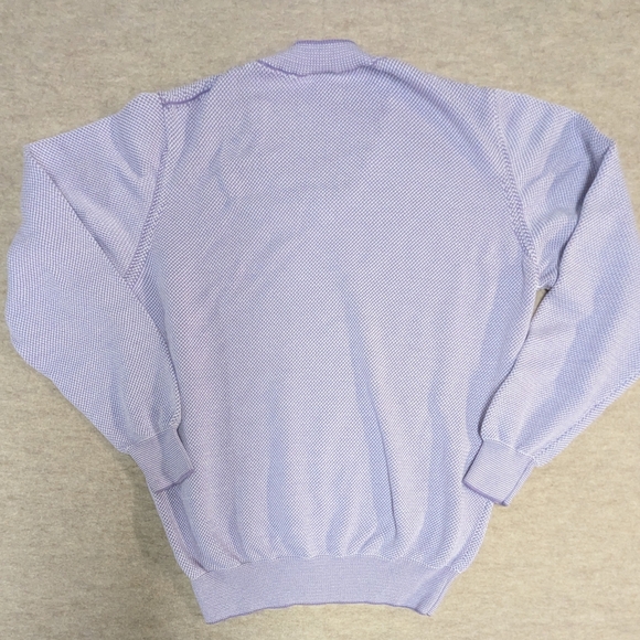 100% Cotton Lavender And White V-Neck Knit Men's Sweater Size Large - Picture 6 of 8